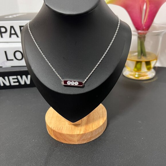 Stainless Steel Sparkling Movable Zircon Pendant Necklace Women's Fashion - Picture 2 of 4